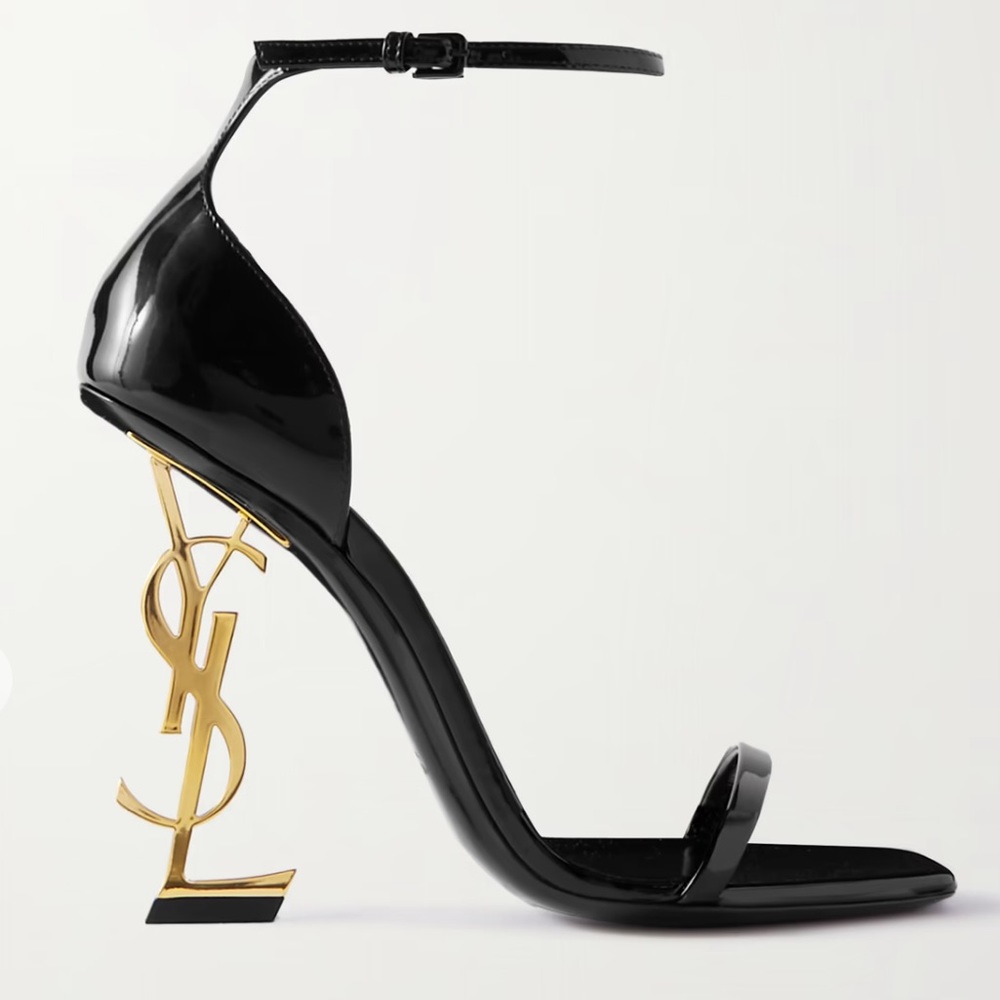 SAINT LAURENT Opyum embellished patent-leather sandals